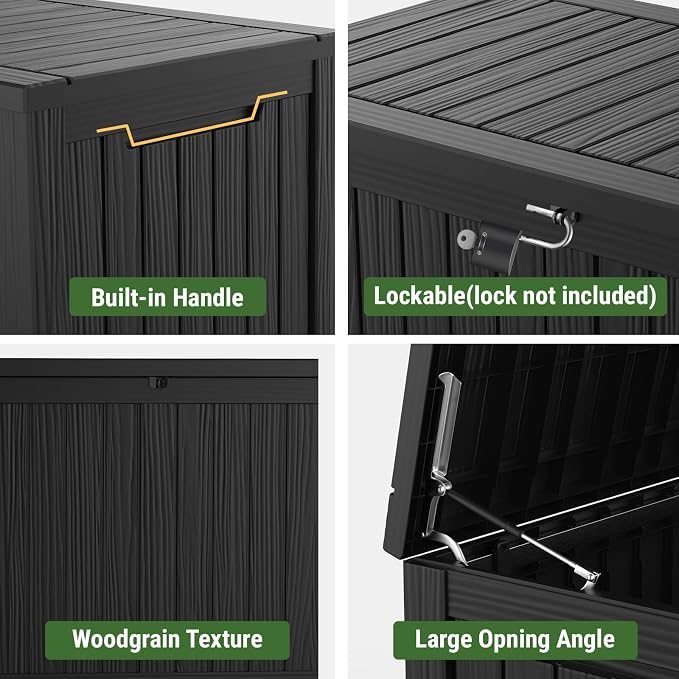 Large Outdoor Storage Box, 200 Gallon Deck Box, Lockable Outside Storage Bin, Waterproof Container with Reinforced Hydraulic Rod for Patio Cushions, Garden Tools, Sports Equipment