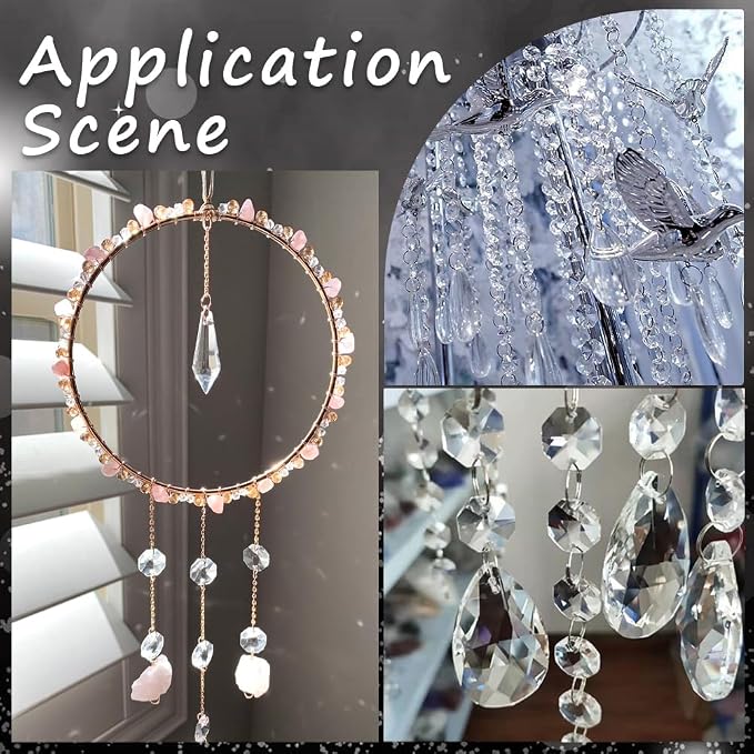 1 Box 120Pcs Glass Octagon Beads Bulk Prism Crystal Bead 14mm 2 Hole Crystal Chandelier Replacement Parts Links Sun Catcher Faceted Beads for DIY Lamp Hanging Pendant Jewelry Suncatcher Craft