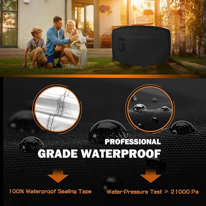 Round Patio Table Cover, Outdoor Table Covers Waterproof, UV Resistant Outdoor Lawn Patio Furniture Covers, 60" DIA x 28" H
