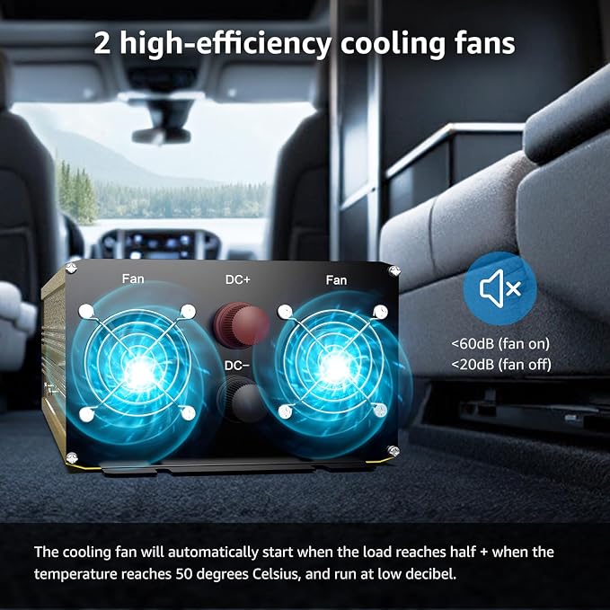 XWJNE 2000 Watt Pure Sine Wave Inverter 12V DC to 120V AC 4000W Peak Power Converter with LED Display and Remote Controller for Home, RV, Truck, Off-Grid Solar