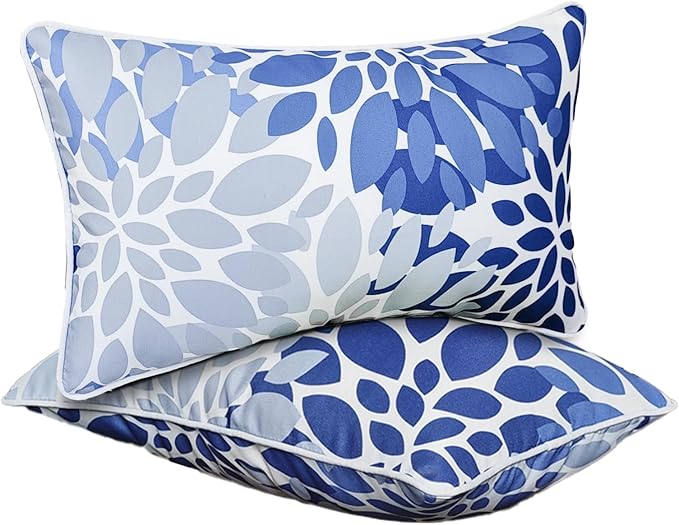 JMGBird Outdoor Patio Pillows Waterproof Outdoor Pillow Covers with Inserts | 12x20 Pillow Insert Outdoor Lumbar Pillows Weather Resistant Throw Pillows for Patio Furniture