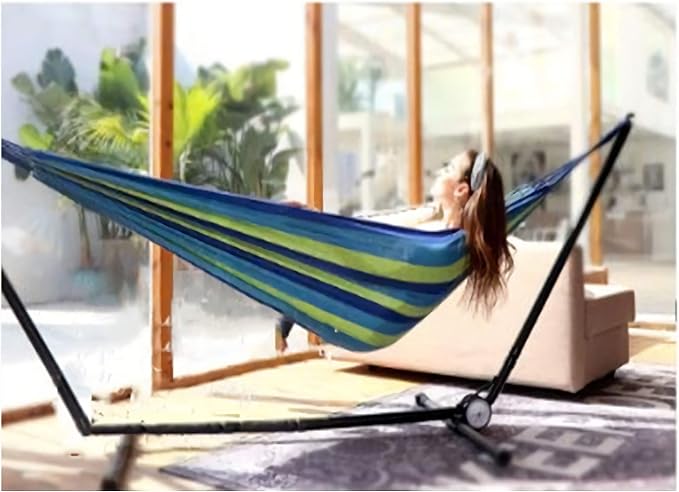 KNC Garden Fabric Camping Hammock with Tree Straps for Hanging Durable Hammock Up to 550lbs,2 Person , Portable Hammock with Travel Bag,Perfect for Camping OutdoorIndoor Patio Backyard, Blue