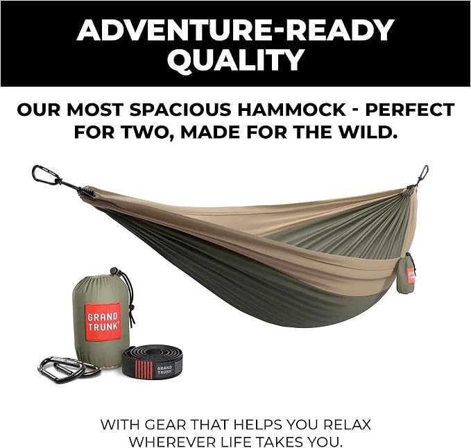 Grand Trunk Double Deluxe Hammock, 11 ft, 500 lb, Lightweight