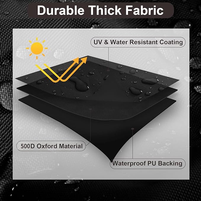 PureFit Patio Furniture Covers, Outdoor Table Furniture Cover Waterproof Rectangle, Patio Sectional Couch Set Cover for Deck, Lawn and Backyard, UV Resistant, 126"L x 63"W x 28"H, Black