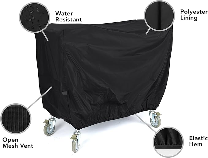 Covermates Classic Outdoor Serving Cart Cover – Lightweight All-Weather Patio Furniture Protector with Mesh Vent, Water-Resistant Vinyl, Elastic Hem & Durable Straps, 50W x 30D x 34H, Black