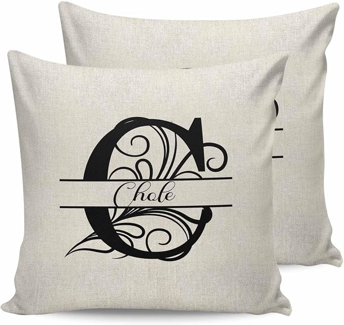 Personalized Gifts for Women/Men, Custom Pillow Case with Name Outdoor Waterproof Pillowcase, Letter C Customized Pillow Cases for Patio, Monogram Words Customs Pillow Cover 18" x 18", 2 Pcs