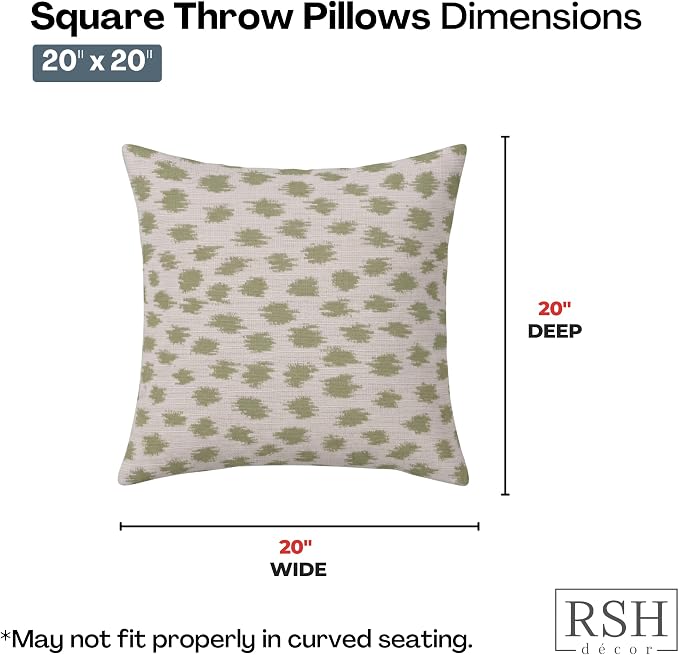 RSH DECOR: Sunbrella Square Throw Pillows Set of 2 | 20" x 20" | Water and Fade-Resistant Performance Fabric | Outdoor Pillow Covers with Down-Alternative Inserts | Made in USA (Agra Cactus)