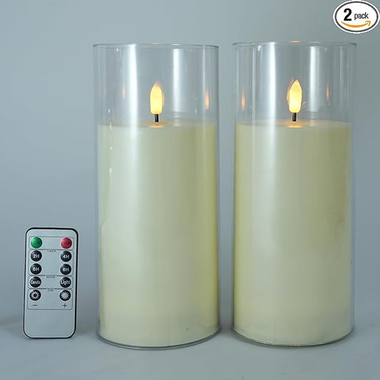 Niceme 9” x 4” Large Waterproof Outdoor Flameless Candles with Remote Control Timer, Flickering LED Pillar Candles Battery Operated for Indoor Outdoor Lanterns Patio Porch Decor, Long Lasting Set of 2