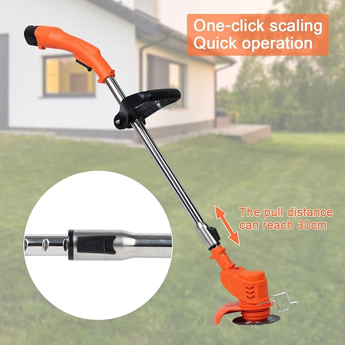Electric Weed Eater, 3 in 1 Lightweight Push Edger Lawn Mower, 21V Batteries Powered Rechargeable Weed Wacker with Telescopic Rod Adjustable Mover Head, Cordless String Trimmer for Lawn Yard Garden