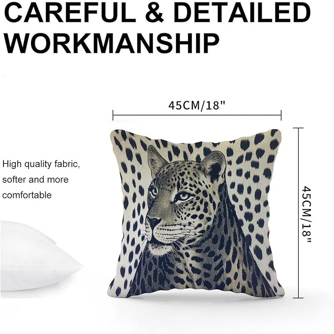 Throw Pillow Covers Antelope Black Animal Print Pillowcase Modern Leopard Graphite Dot Pillow Cover Accent Outdoor Garden Decoration for Bedroom Sofa Bench Porch 18x18 in