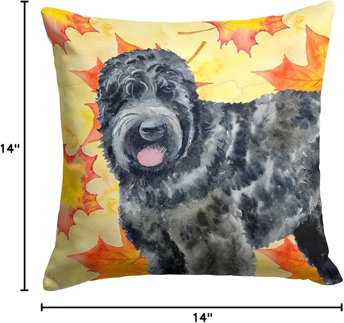 Caroline's Treasures BB9938PW1414 Black Russian Terrier Fall Fabric Decorative Pillow, Yellow Machine Washable, Indoor Outdoor Decorative Pillow for Couch, Bed or Patio, 14Hx14W