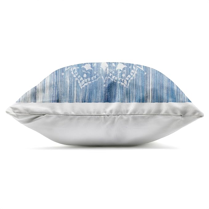 Stupell Industries | Blue Boho Floral Fractal, 18 x 18 | Outdoor Pillow, Made in USA - By Liz Jardine