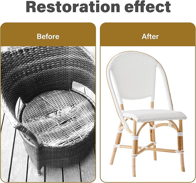 Wicker Repair Material， Flat Synthetic Rattan Weaving Material Plastic Rattan for Knit and Repair Chair Table,Storage Basket,Ect (White A)