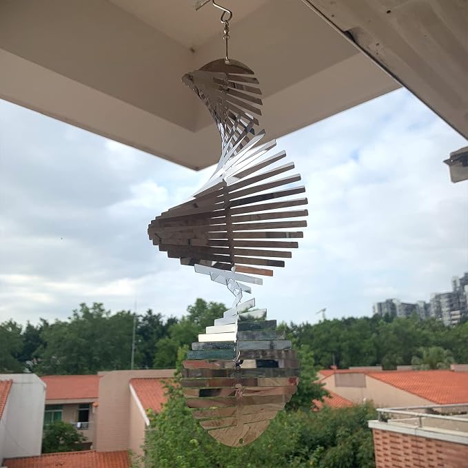 Hanging Wind Spinners Stainless Steel Metal Outdoor Garden Decor, Highly Reflective Bird Deterrent to Scare Birds Away from Yard Patio Farm 12inch,Birthday Gifts for Mom,Mother's Day,Aunt Gifts