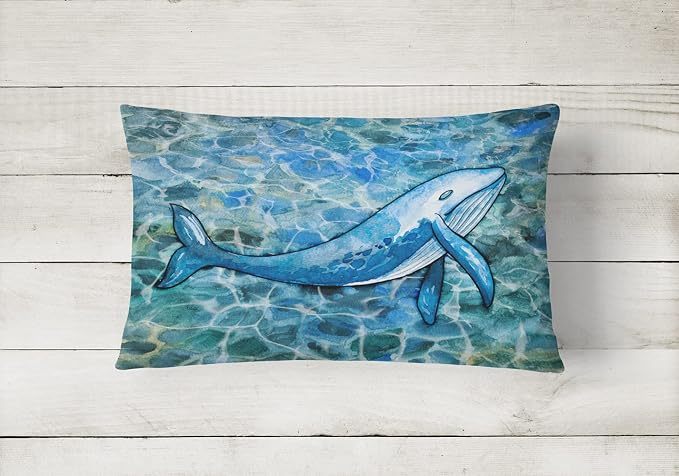 Caroline's Treasures BB5353PW1216 Humpback Whale Canvas Fabric Decorative Pillow Machine Washable, Indoor Outdoor Decorative Pillow for Couch, Bed or Patio, 12HX16W