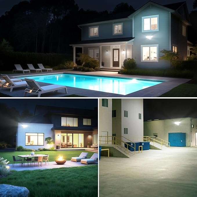 Abovizo 90W 10000LM Flood Lights Outdoor, LED Security Lights with 4 Heads, Switch Controlled, 6500K Daylight, IP65 Waterproof Exterior Floodlight for Outside, Garage, Yard, Porch, Eave