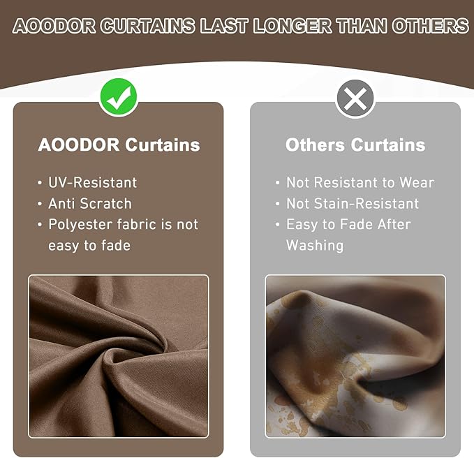 Aoodor 10x13 ft Outdoor Gazebo Curtains, 4 Panels Waterproof Privacy Sidewall Replacement with Zipper for Patio Pergola and Canopy, Brown and Khaki