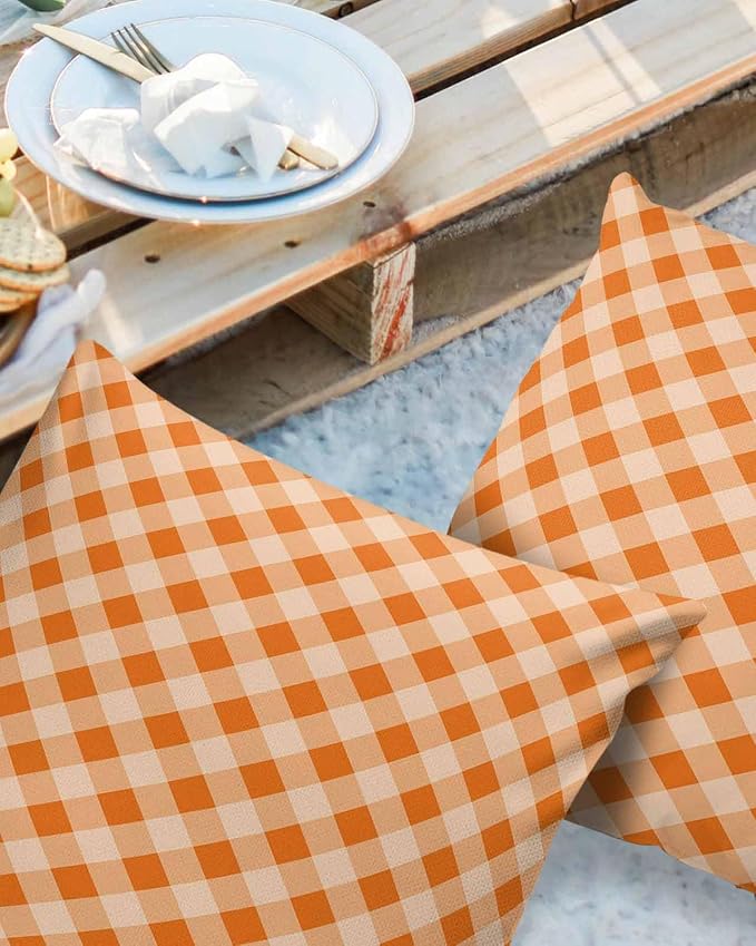 Outdoor Waterproof Pillow Covers for Patio Furniture Check Plaid Decorative Throw Pillow Cover Geometric Pattern Pillowcases Set of 2 Cushion Case for Sofa Couch Chair Home Decor 24x24 inch