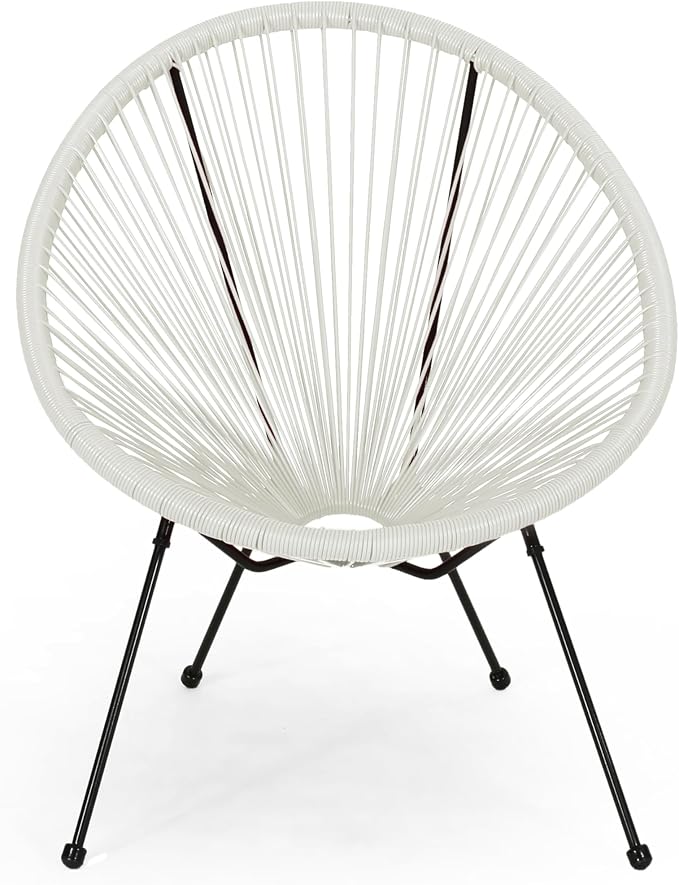 Christopher Knight Home Outdoor Hammock Weave Chair with Steel Frame (Set of 4) - White and Black Finish