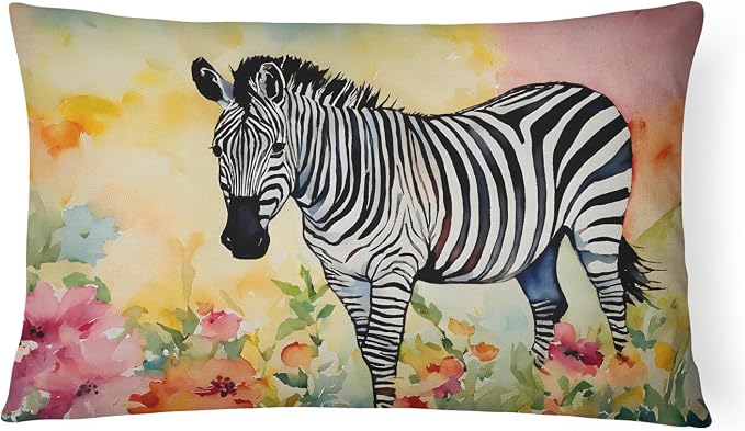 Caroline's Treasures DAC3017PW1216 Zebra Throw Pillow Machine Washable, Indoor Outdoor Decorative Pillow for Couch, Bed or Patio, 12HX16W
