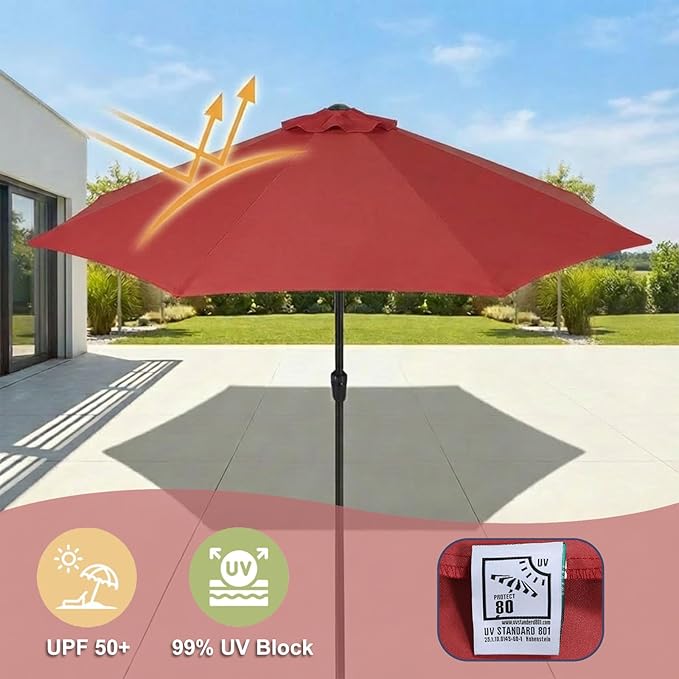 BPS Patio Umbrella Replacement Canopy for 10 ft 8 Ribs Table Umbrella, Outdoor Umbrella Replacement for Market Parasol, Canopy Only