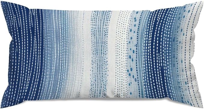 Antelope Aqua Animal Lumbar Pillow Cover White Blue Animal Strip Throw Pillow Cover Retro Farmhouse Decor Pillow for for Couch Sofa Farmhouse Decor 12x24in