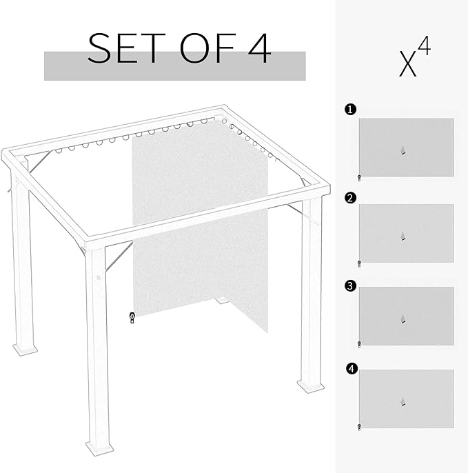 Outsunny 10' x 12' Universal Gazebo Sidewall Set with Panels, Hooks and C-Rings Included for Pergolas and Cabanas, Beige