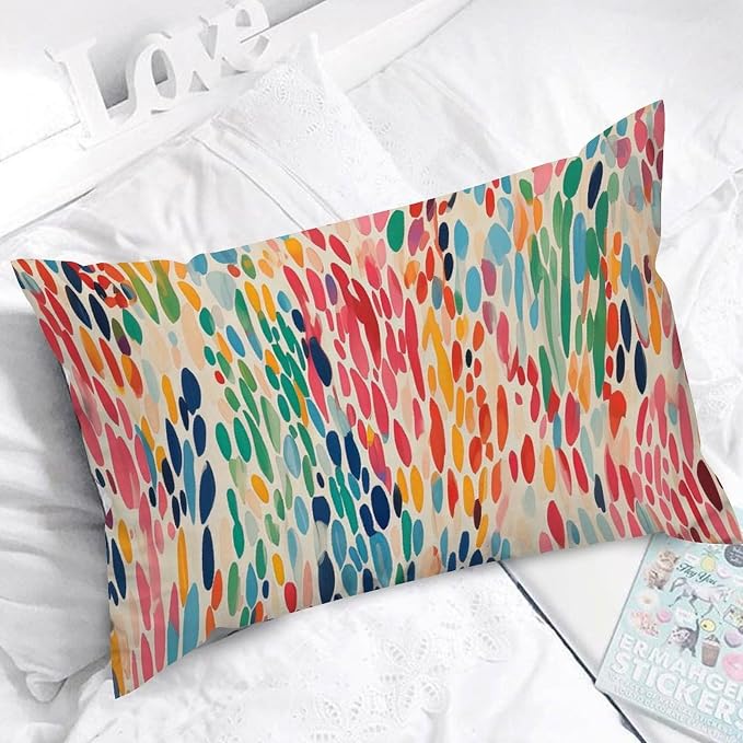 Make It Rain Fiesta Lumbar Pillow Cover Rainbow Colorful Cushion Cases 12x20in Abstract Accent Modern Decorative Pillow Covers for for Living Room Couch Sofa Bed