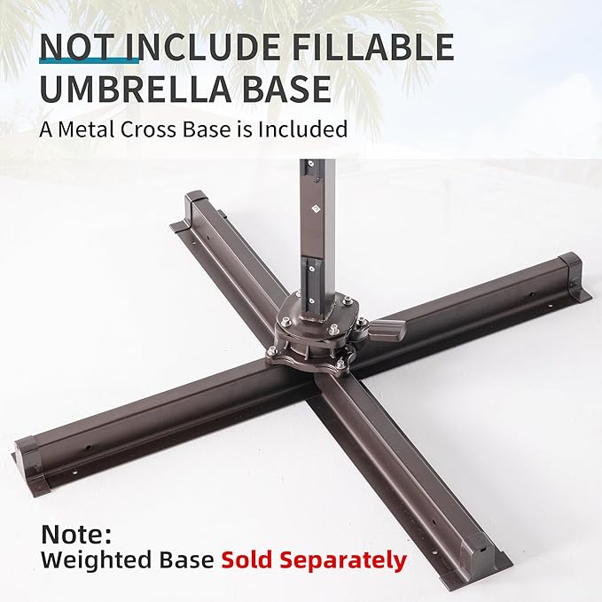 10 X 13 FT Cantilever Patio Umbrella with Led Lights Outdoor Rectangle Offset Large Double Top Heavy Duty Umbrellas with 360°Rotation for Pool Deck Backyard Garden, Turquoise