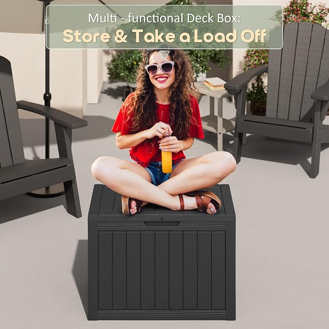 KAMABOKO 45 Gallon Outdoor Storage Box, All-Weather Deck Box for Patio Furniture, Package Deliveries, Garden Tools, Pool Supplies & Cushions, Black