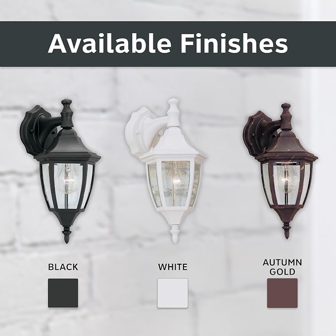 Designers Fountain Waterbury Outdoor Light Fixture, 14.25 Inch Exterior Wall Lantern Sconce for Front Door, Patio and Porch, White, 2461-WH