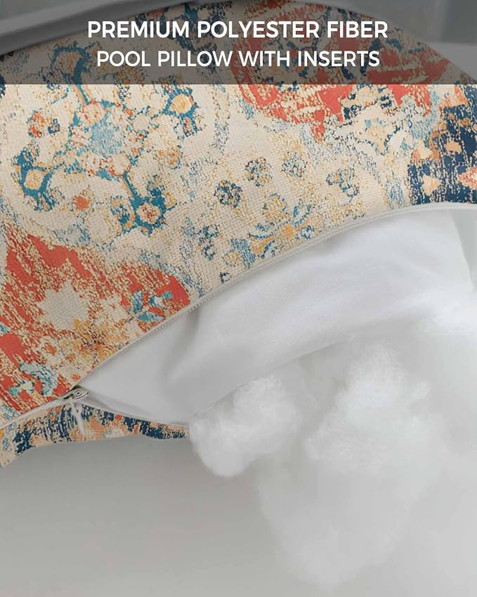 Outdoor Lumbar Cushions with Inserts, Boho Vintage Abstract Art Rustic Morocco Texture Waterproof Fluffy Fade Body Pillows, Patio Furniture Pillow for Home Balcony Garden Decor 11x16IN