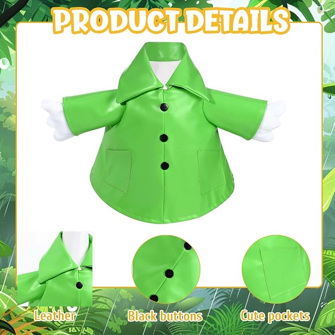 Raincoat Goose Outfit Porch Goose Summer Outfit Yard Goose Raincoat Clothes with Umbrella Hat Fits 23" Outdoor Garden Lawn Patio Geese Statue for Spring Summer Seasonal Decor(Green)