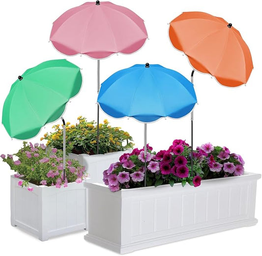 QRRICA 23.6" Adjustable Garden Umbrella Shade for Outdoor Use, Potted Greenery & Garden Beds – Angle-Adjustable Sun Protection