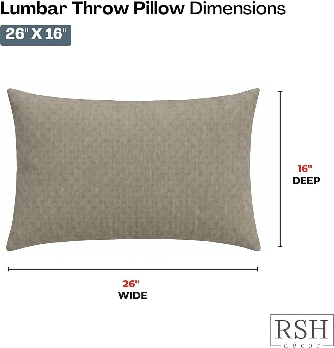 RSH DECOR: Sunbrella Jumbo Lumbar Pillows Set of 2 | 26" x 16" | Water and Fade-Resistant Performance Fabric | Outdoor Pillow Covers with Down-Alternative Inserts | Made in USA (Dots Nice Shale)