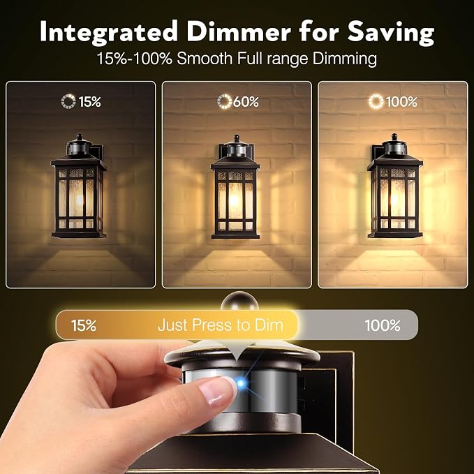 Outside Lights for House with Motion Sensor, ORB Exterior Lighting Fixtures, Dusk to Dawn Outdoor Wall Lights Lantern, Outside Light Fixture Sconce for Patio, Garage, Waterproof Anti-Rust