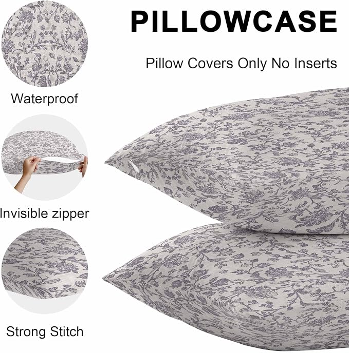Purple Floral Leaf Outdoor Pillow Covers 16x16 Inch Throw Pillow Covers Set of 2 Waterproof Decorative Pillow Cases Retro Farmhouse Plant Tree Branch Cushion Covers for Patio Furniture Garden Couch