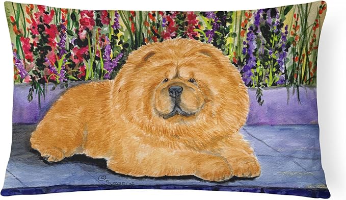 Caroline's Treasures SS8601PW1216 Chow Chow Canvas Fabric Decorative Pillow Machine Washable, Indoor Outdoor Decorative Pillow for Couch, Bed or Patio, 12HX16W