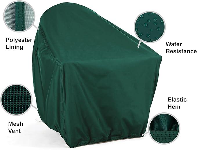 Covermates Classic Square Adirondack Chair Cover – 12-Gauge Vinyl Weather-Resistant Patio & Garden Chair Protector with Elastic Hem & Mesh Vent, 36W x 35D x 32H, Green