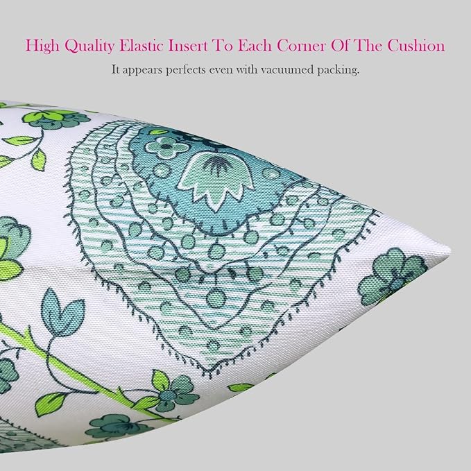Outdoor Waterproof Decorative Throw Pillow Cover for Patio Furniture, 18x18 Inch Fade Resistant Patio Garden Cushion Cover for Couch Bed Sofa, Floral Blue