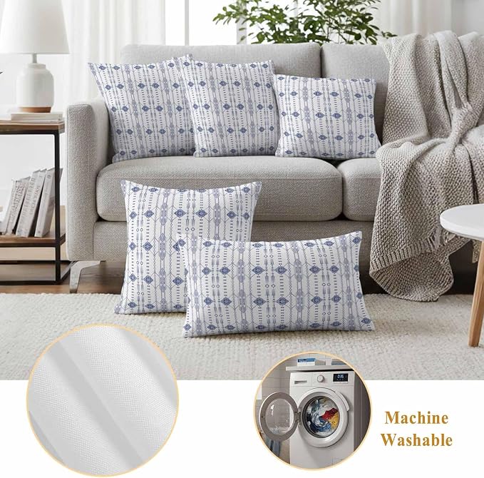 Outdoor Waterproof Pillow Covers Ikat Ethnic Seamless Decorative Throw Pillow Protectors,Indian Tribal Texture on White Pillowcase Cushion Cases for Patio Sofa Garden Couch,20x20in,Pack of 2