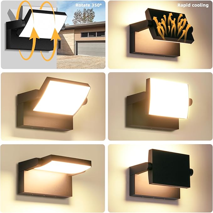 40W Outdoor LED Wall Light with 350° Rotatable Panel | 4000LM Flood Light, 3000K Exterior Lighting Fixture, Waterproof Die-Cast Aluminum Wall Sconce for Barn, Garage, Yard ﻿