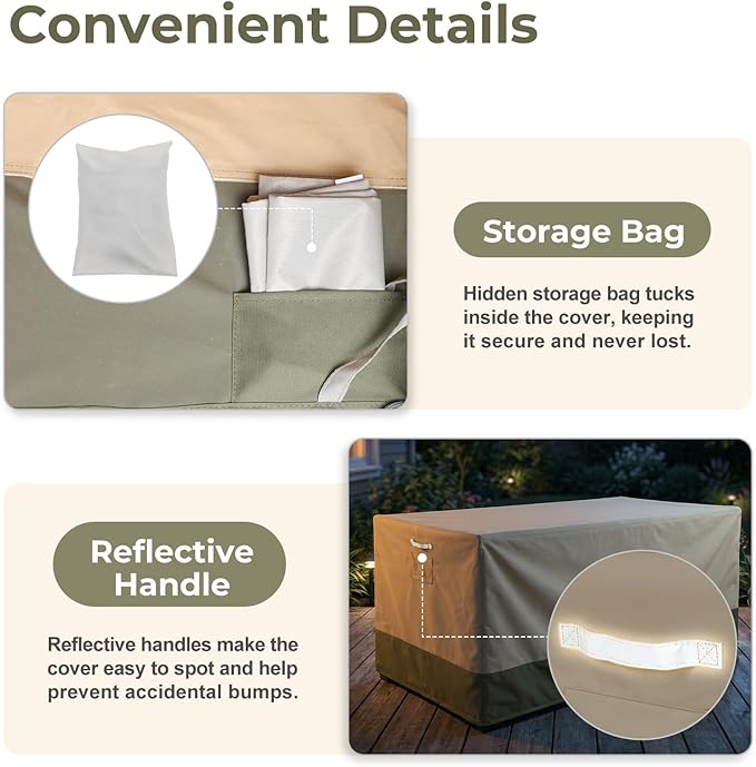 BPS Patio Sofa Cover, Waterproof 600D Oxford Outdoor Couch Cover with Attached Storage Bag and Reflective Handles for Patio 2-Seater Loveseat and Bench, 58''W x 38''D x 36''H