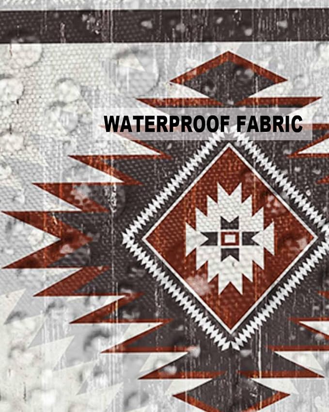 Outdoor Waterproof Throw Pillow Covers Set of 2 Red Gray Boho Aztec Pillowcases 26x26 Inches Southwest Tribal Geometric Patio Decorative Pillows Cushion Case Patio Pillows for Couch Bed Chair Garden