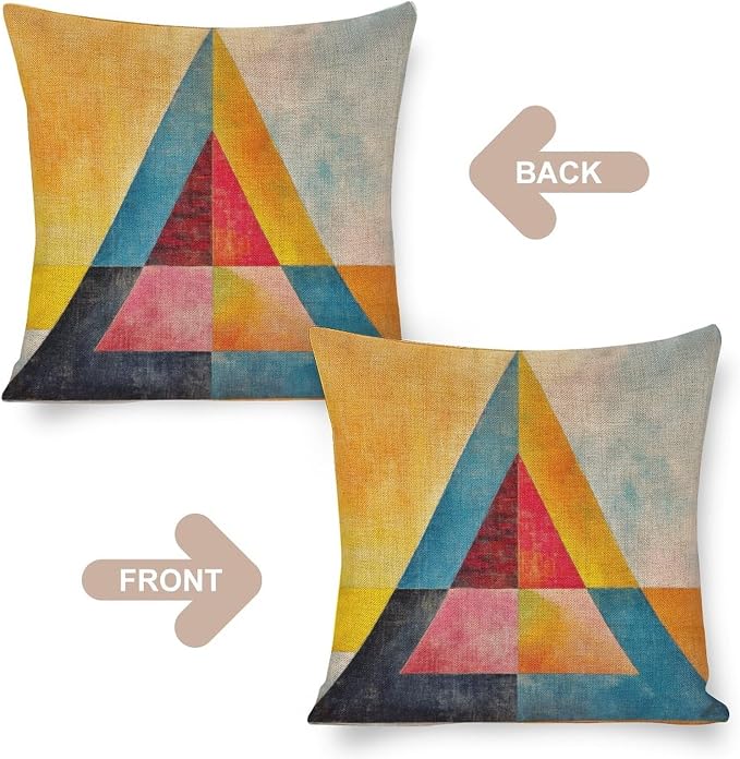 Porch Pillows Colorful Fun Aesthetic Mid Century Modern Gomestry Cushion Covers 16"x16" Vintage Abstract Decorations Pillow Covers Pillow Case Farmhouse Rustic Cushion Case for Sofa Couch