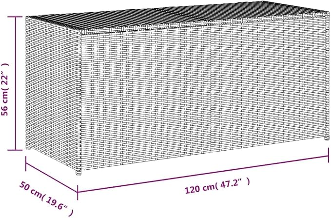 vidaXL Garden Storage Box, Outdoor Cushion Storage Box with Lid, Patio Furniture, Toy Chest, Modern Style, Brown 74.8 Gal Poly Rattan