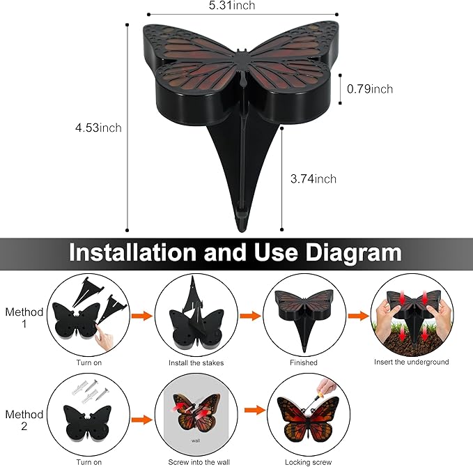 ground lights, equipped with 4 solar butterfly lights for outdoor waterproofing, 14 LED solar landscape lighting, suitable for gardens, courtyards, terraces, corridors, lanes, and walkways (yellow)
