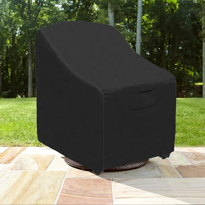 Outdoor Swivel Lounge Chair Cover 2 Pack,100% Waterproof Heavy Duty Patio Chair Covers, UV & Tear Resistant (37.5 W x 39.25 D x 38.5 H inches) Patio Furniture Covers 2-Pack Black