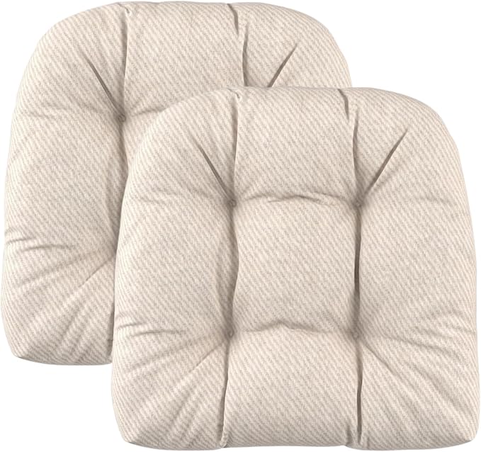 RSH DECOR: Sunbrella Tufted Wicker U-Shape Cushions Set of 2 | 22” x 22” | Outdoor Seat Cushions for Patio Furniture| Crafted with Sunbrella Performance Fabric | Made in USA (Cozy Quilt Bright White)