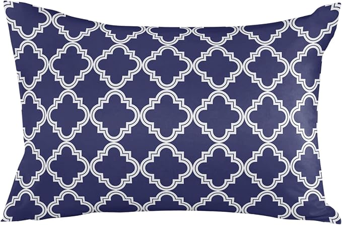 Outdoor Waterproof Pillow Covers for Patio Moroccan Pattern Decorative Throw Pillow Cover Geometric Trellis Navy Blue Pillowcases Set of 2 Cushion Case for Sofa Couch Chair Home Decor 20x12 inch
